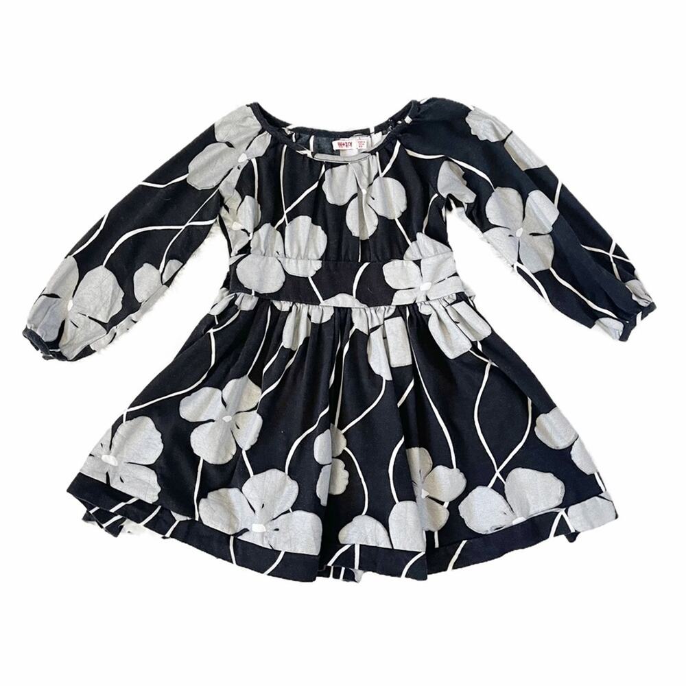 Kit + Lili Girls Black and Silver Floral Dress Size 5